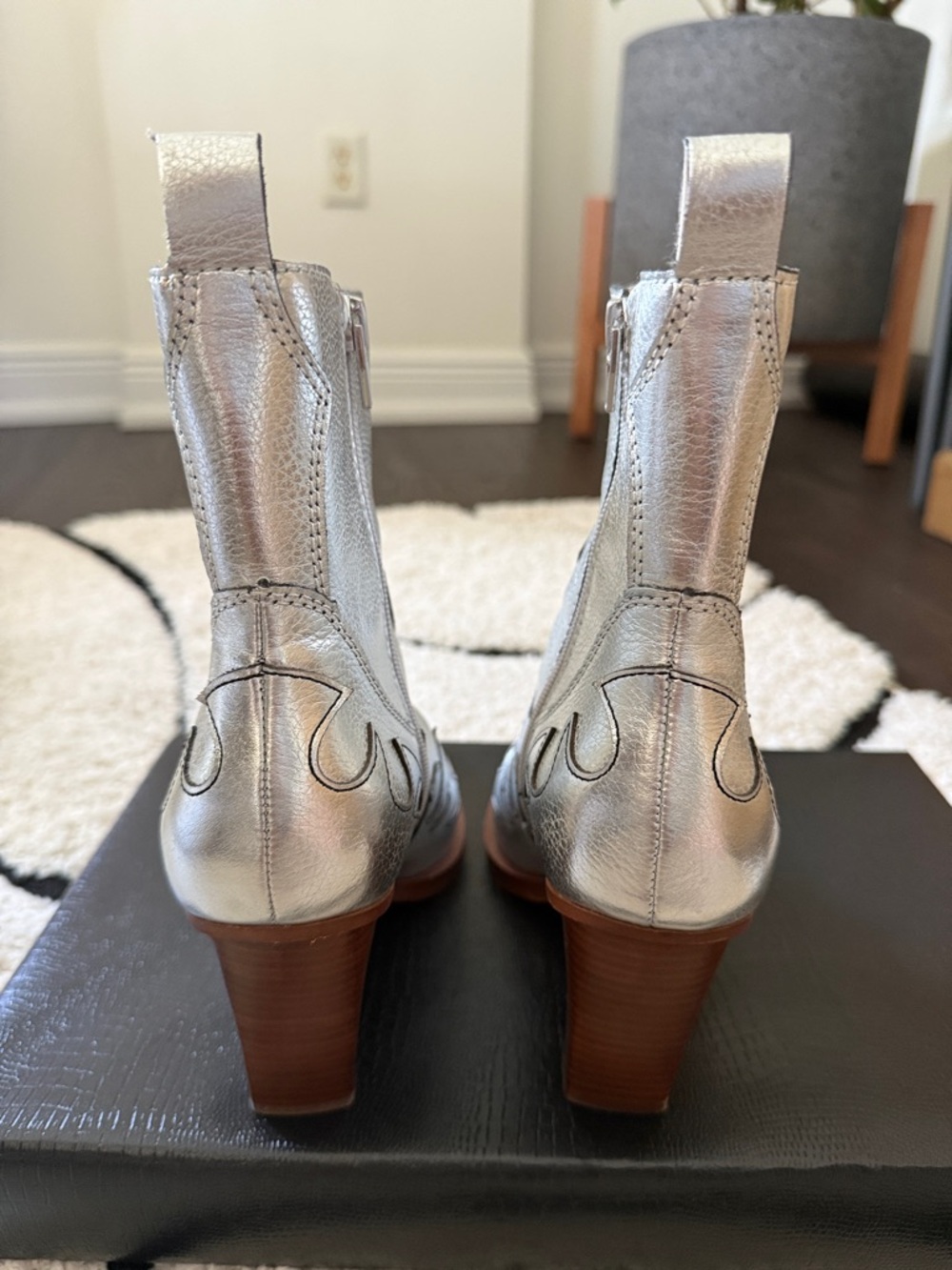 Dolce Vita Metallic Pointed Toe Western Ankle Boots - Women - Picture 7 of 7